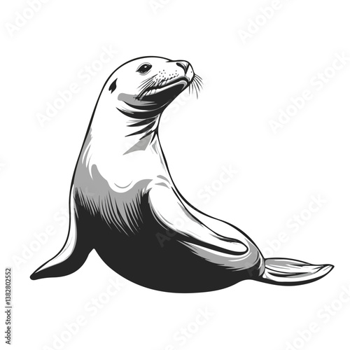 Seal flipper minimalist flat illustration, featuring a clean design isolated on a white background.

