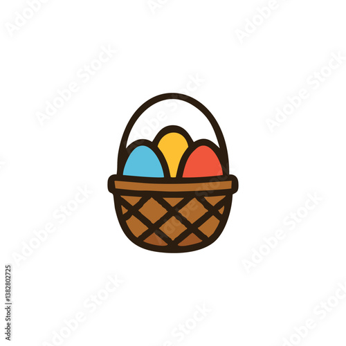 simple icon basket of spring easter eggs