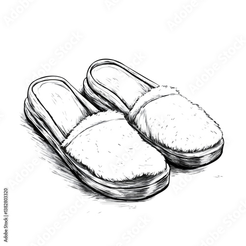 Slippers minimalist flat illustration, featuring a clean design isolated on a white background.

