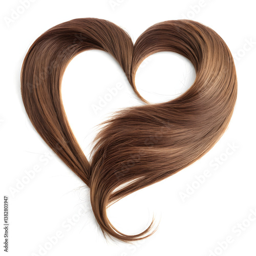 Heart shape hair style on white background