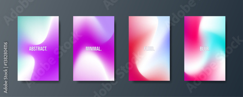 Abstract Vivid Colorful Posters Set Trendy Fluid Gradient
