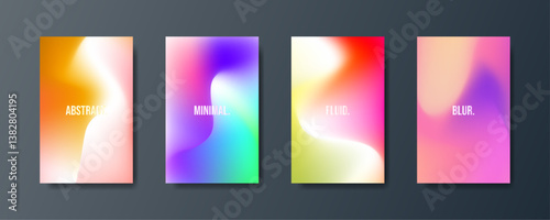 Set of Blurred Color Gradient Posters Fluid colors Set of Trendy Holographic Gradient shapes for Presentation