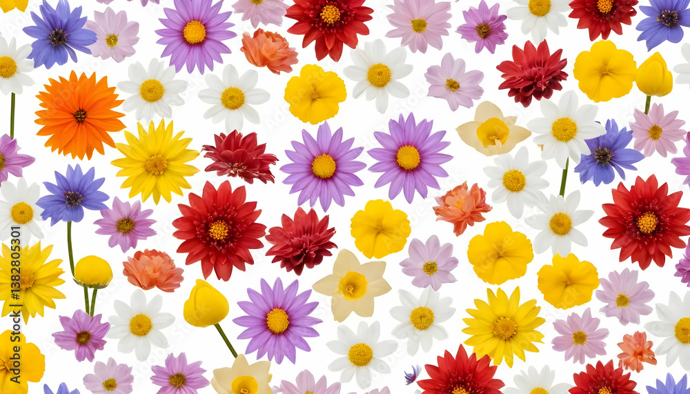 Vibrant Collection of Colorful spring flower heads Isolated on White Background – Botanical Clip Art for Floral Design, Scrapbooking, and Digital Artwork Vibrant Collection of Colorful spring flower heads Isolated on White Background – Botanical Clip Art for Floral Design, Scrapbooking, and Digital Artwork