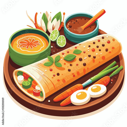 food, chutney, breakfast, indian, healthy, sambar, restaurant, dosa, meal, traditional, sambhar, masala, cuisine, vegetarian, asian, india, curry, plate, kerala, served, delicious, masala dosa, fresh,