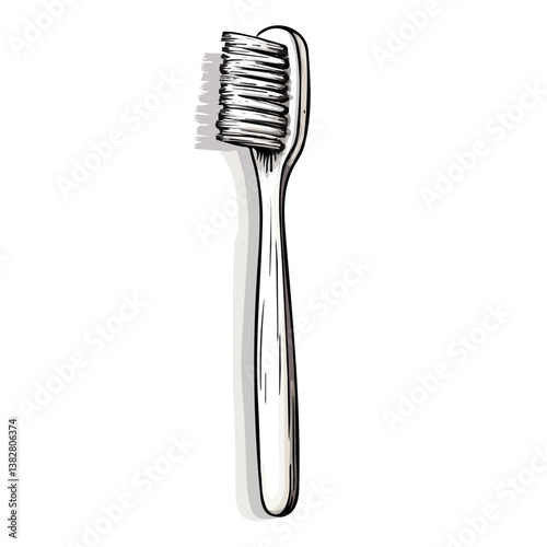 Toothbrush minimalist flat illustration, featuring a clean design isolated on a white background.

