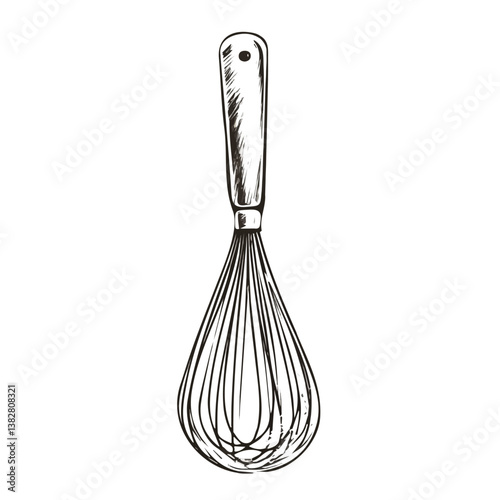 Whisk minimalist flat illustration, featuring a clean design isolated on a white background.

