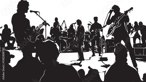 "Elegant Guitarist Silhouettes" or "Musical Princesses with Guitars