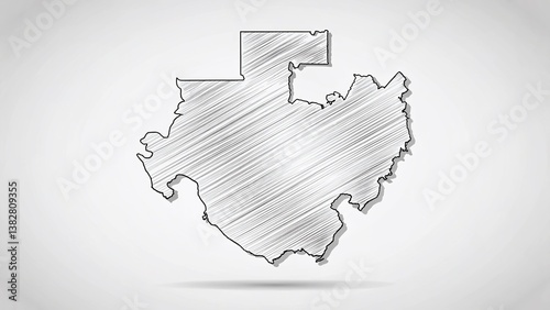 Minimalist Gabon Map Doodle: Freehand Sketch, Simple Line Art, Africa Geography