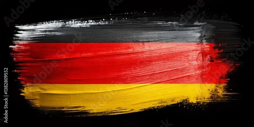 Minimalist German Flag, Paintbrush Strokes, Black Background