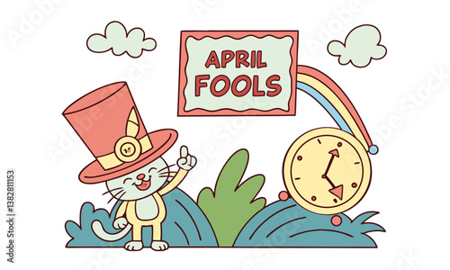 Vector illustration of food labels and icons with a playful and colorful cartoon style, featuring animals and fun designs for a child's birthday celebration