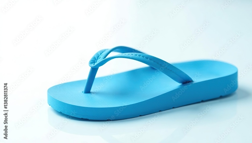 Close-up of a single blue flip-flop against a pure white backdrop , texture, flip flops Close-up of a single blue flip-flop against a pure white backdrop , texture, flip flops