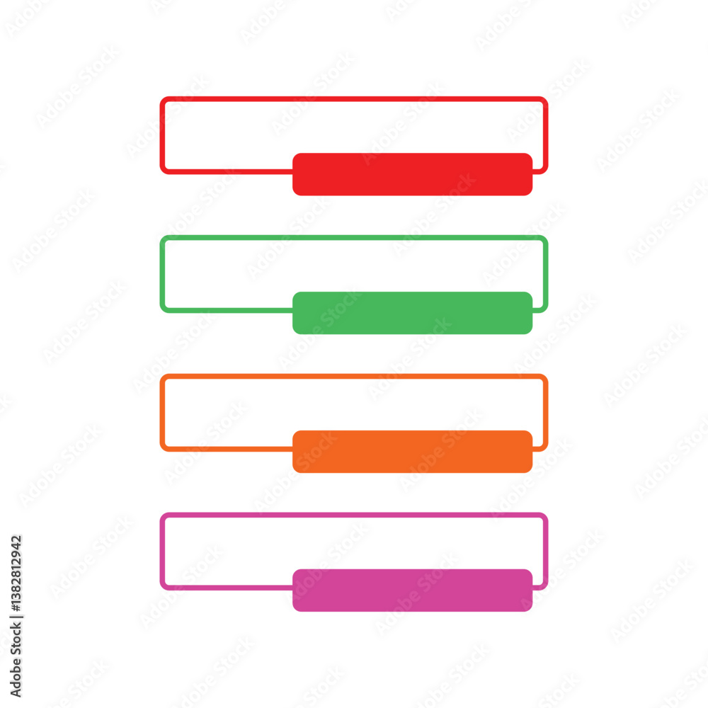 Colorful Progress Bar Icons Set on White Background Colorful Progress Bar Icons Set on White Background