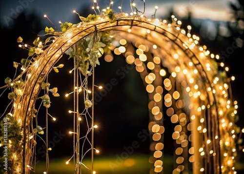 Minimalist Night Wedding Arch: Fairy Lights & Romantic Ceremony