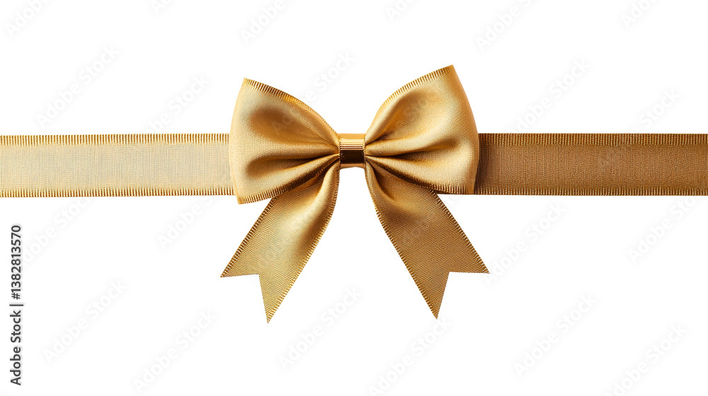 Golden ribbon tied in an elegant bow on a black background, cut out transparent Golden ribbon tied in an elegant bow on a black background, cut out transparent