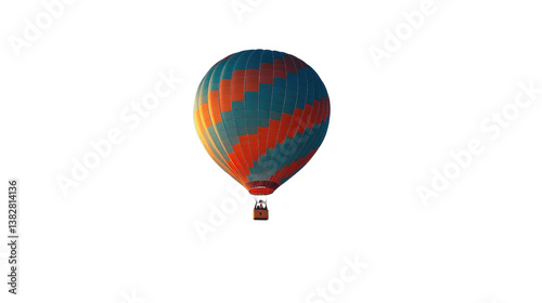 Hot Air Balloon Soaring High: A vibrant blue and orange hot air balloon, seemingly defying gravity, floats gracefully against a bright blue sky. This iconic image captures the essence of adventure.