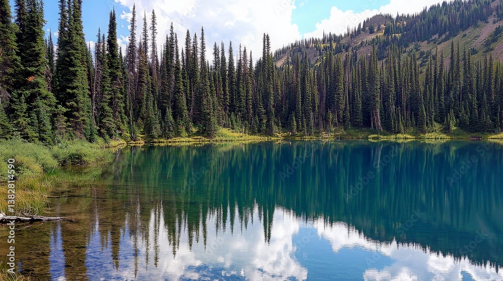 Mountain Lake Reflecting Sky & Trees Mountain Lake Reflecting Sky & Trees