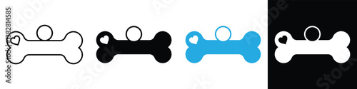 Bone tag icon vector . Dog tag sign icon. isolated on white and black background. Vector illustration.
