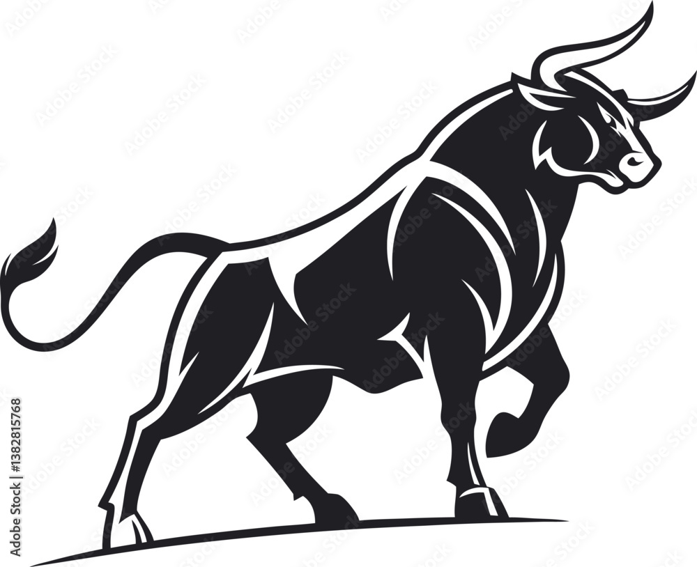 Fototapeta premium Vector of a bull on a white background.