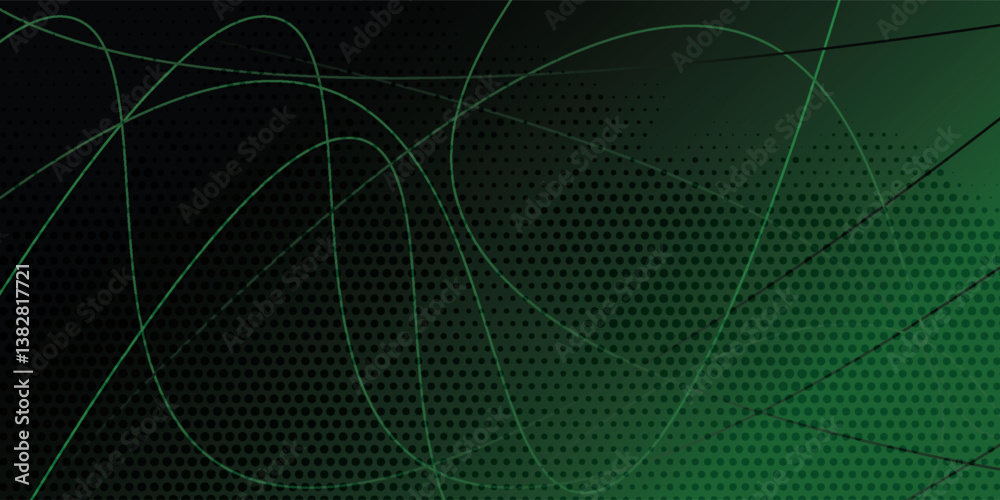 Naklejka premium Abstract halftone background made of dots and lines in green colors