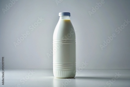 Minimalist White Plastic Milk Bottle on Clean Background