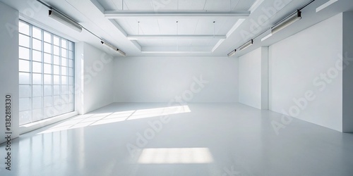 Minimalist White Studio Background: Clean Empty Space with Soft Light and Shadows for Product Photography