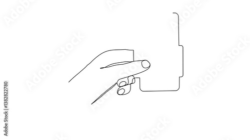 Minimalist line drawing animation of a hand scanning an NFC card on a smartphone