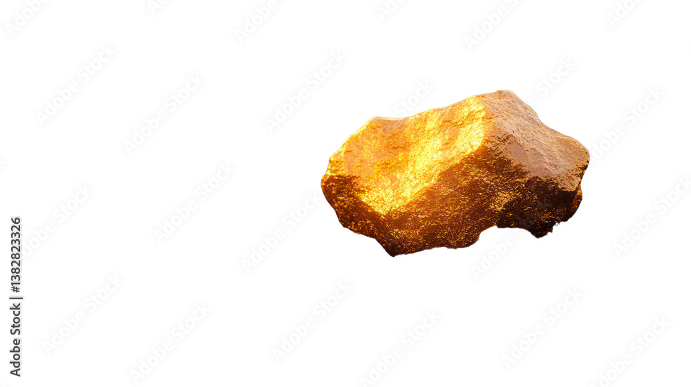 Golden Ore in the Spotlight: A shimmering, natural golden ore nugget commands attention against a clean background, symbolizing wealth, value, and the raw beauty of the earth's treasures. Golden Ore in the Spotlight: A shimmering, natural golden ore nugget commands attention against a clean background, symbolizing wealth, value, and the raw beauty of the earth's treasures.