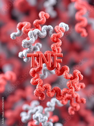 Tumor necrosis factor alpha (TNF) cytokine protein molecule, 3D rendering. photo
