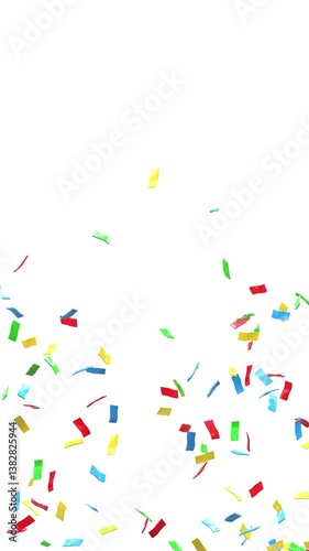 big multicolor confetti explosion, vertical format - 3D rendering - 4k