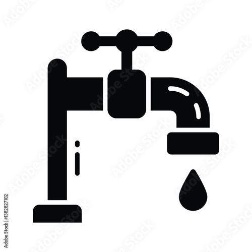 Ready to use glyph style icon of ablution water tap