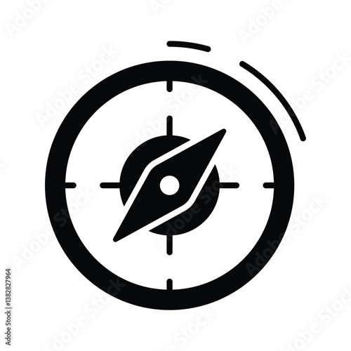Ready to use glyph icon of orientation needle compass
