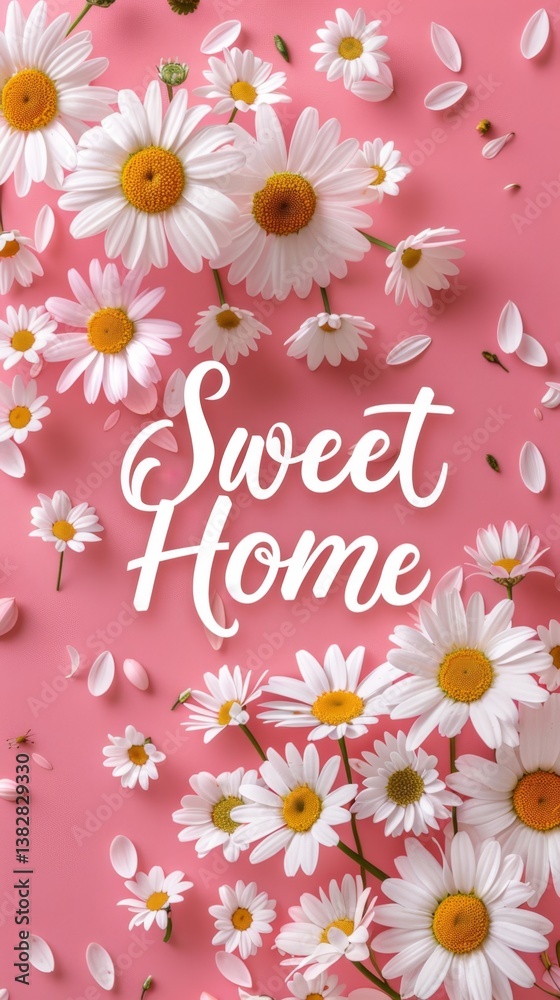Charming pink background with flowers showcases sweet home design in a pastel theme Charming pink background with flowers showcases sweet home design in a pastel theme