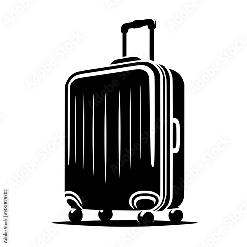 Black suitcase silhouette illustration on transparent background  