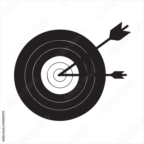 Archery target shot icon set black silhouette
