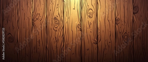 A rough oak wood grain texture depicted in a modern cartoon illustration, suitable for backgrounds