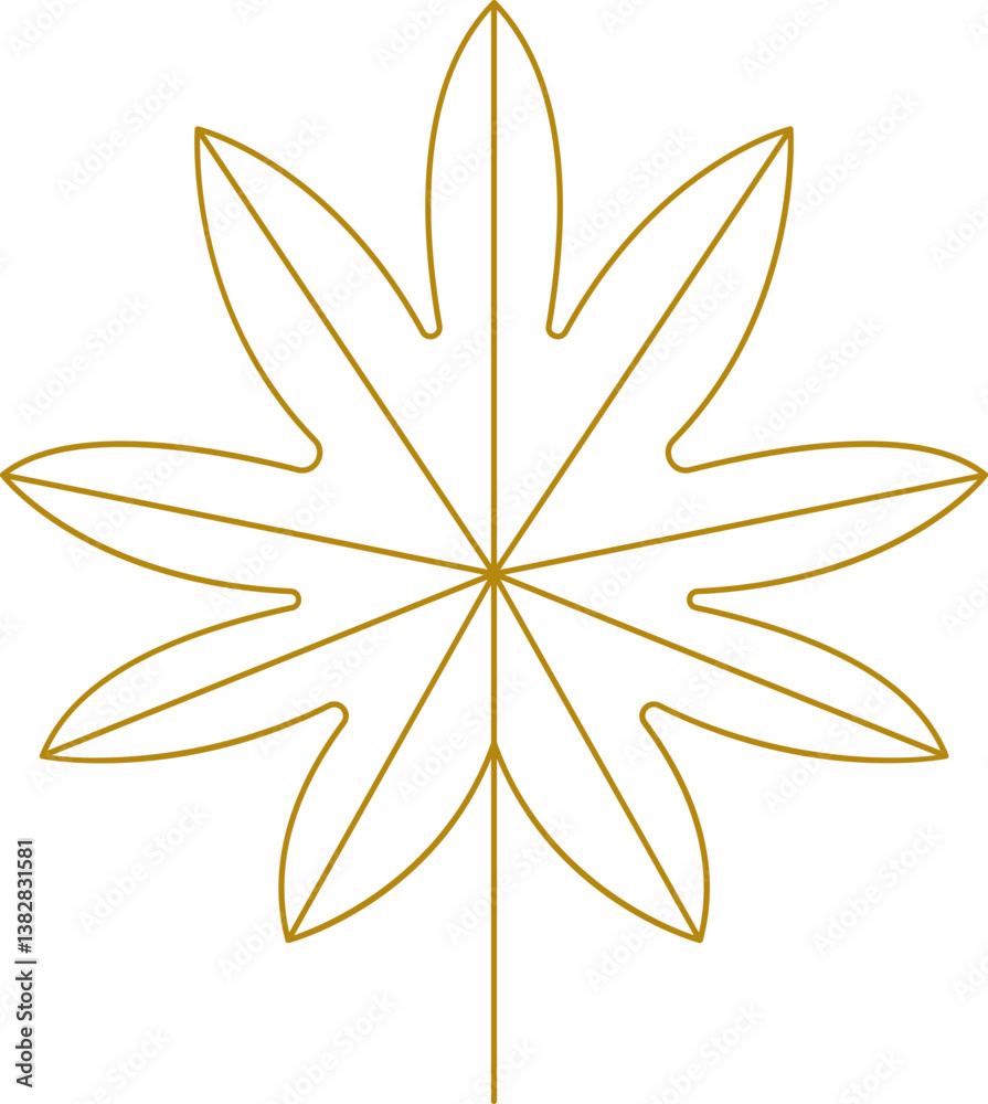 Stylized Japanese Maple Leaf Line Art Stylized Japanese Maple Leaf Line Art