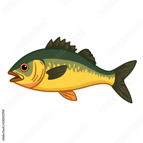 Vibrant fish illustration depicting a yellow and green perch  