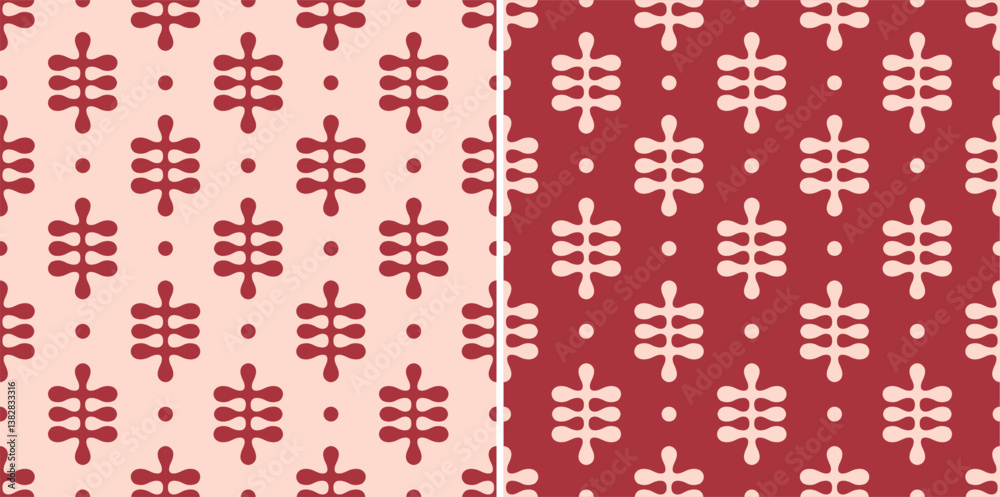 Ajrakh Red Paisley Block Print Vector Repeat Pattern Ajrakh Red Paisley Block Print Vector Repeat Pattern