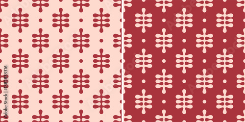Ajrakh Red Paisley Block Print Vector Repeat Pattern