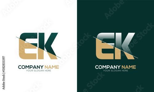 Letter EK KE cutting and linked logo with Creative monogram logo design