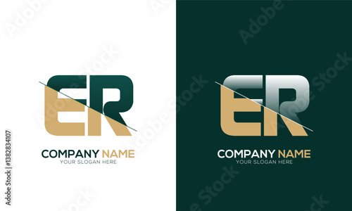 Letter ER RE cutting and linked logo with Creative monogram logo design