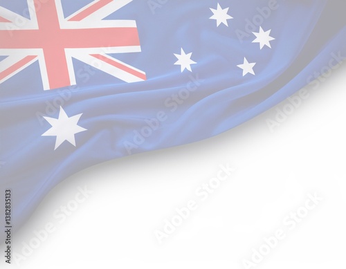 Australian flag waving on smooth surface displaying southern cross and union jack