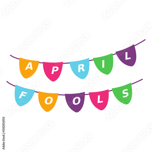 April fools day bunting flat illustration