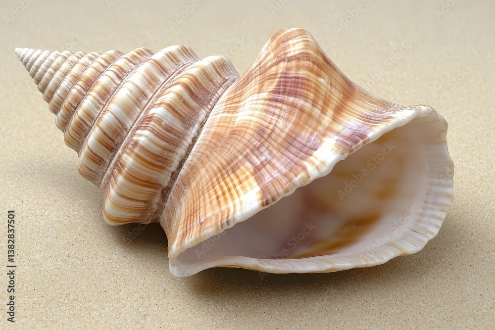 A beautiful seashell rests on a bed of fine golden sand A beautiful seashell rests on a bed of fine golden sand