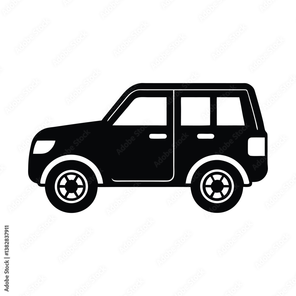 A set of black car icons and silhouettes vector illustration depicts various automobile transportation vehicles like sedan, truck, and van A set of black car icons and silhouettes vector illustration depicts various automobile transportation vehicles like sedan, truck, and van