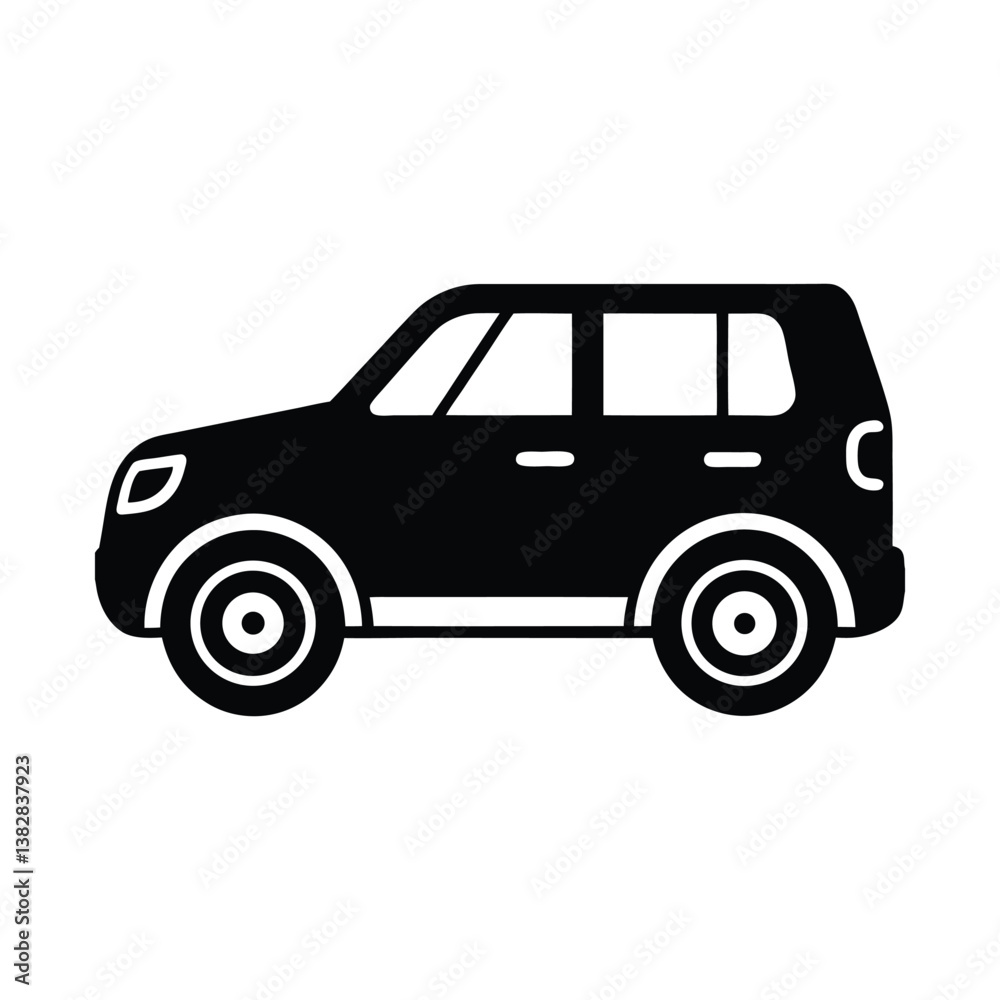 A set of black car icons and silhouettes vector illustration depicts various automobile transportation vehicles like sedan, truck, and van A set of black car icons and silhouettes vector illustration depicts various automobile transportation vehicles like sedan, truck, and van