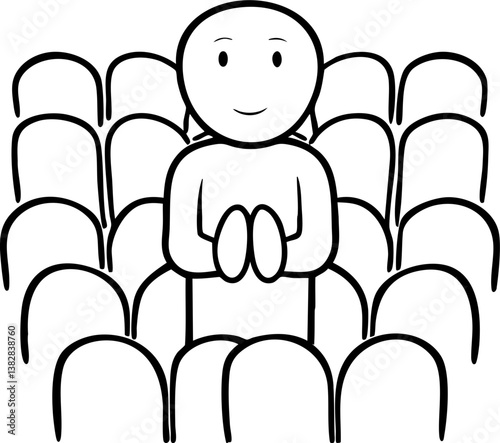 A simple illustration of a smiling character standing among a crowd, suggesting feelings of individuality and connection in a communal setting.