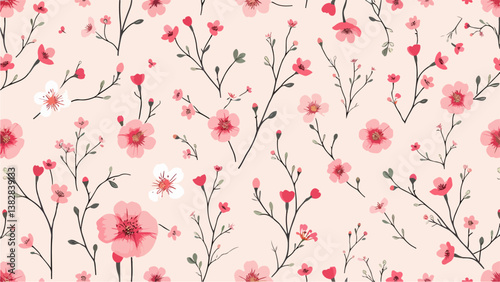 Seamless floral pattern, seamless pattern with poppies, Seamless floral pattern, Floral colorful seamless Pattern