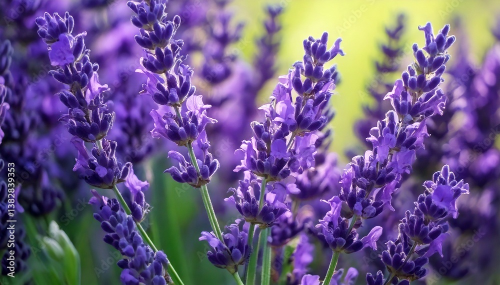 Obraz premium 美しいラベンダーの花畑、フォトジェニックな風景