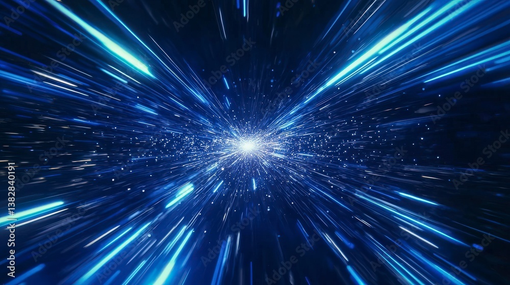 Abstract Warp Hyperspace Travel Lightspeed Effect with Radiant Blue Light Streaks Abstract Warp Hyperspace Travel Lightspeed Effect with Radiant Blue Light Streaks